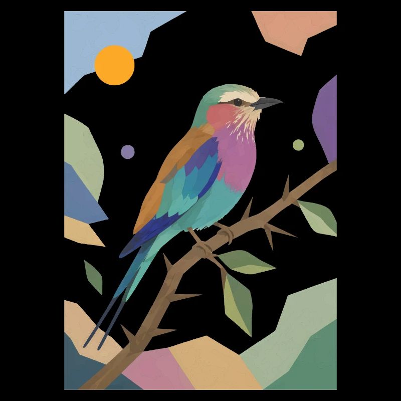 Design de rouleau poitrine lilas oiseau coloré