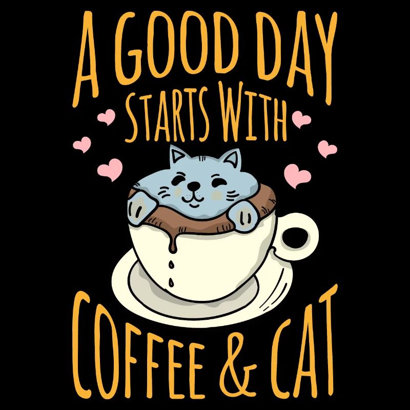 Katze in der Kaffeetasse mit positiver Botschaft