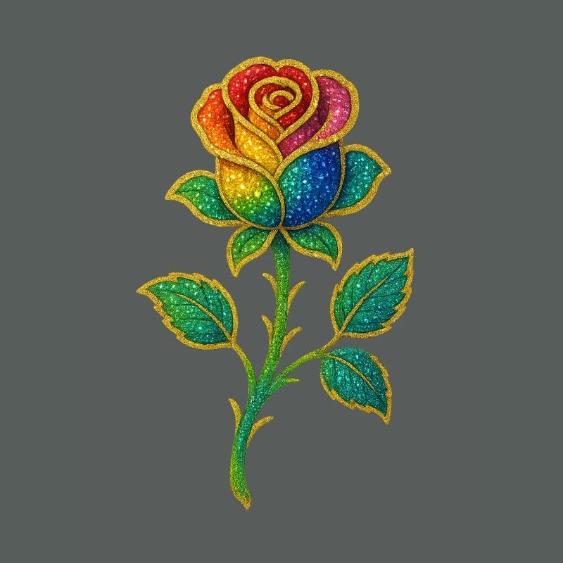 Rainbow Glitter Rose Design