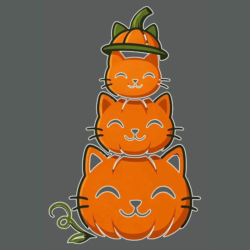 Happy Pumpkin Cat Stack