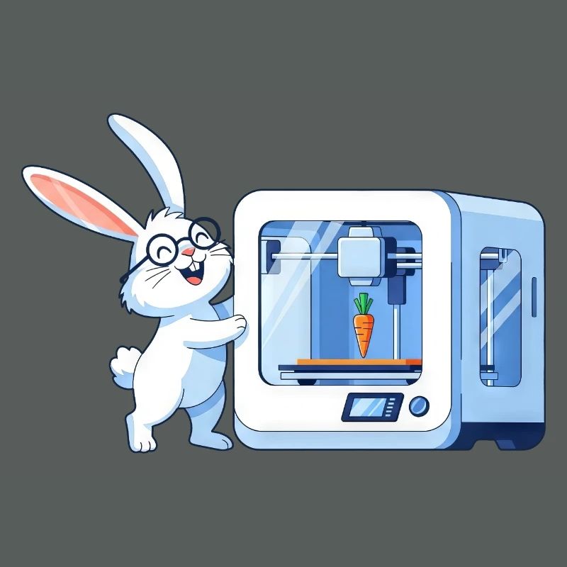 Funny Rabbit Nerd Programmeur Imprimante 3D