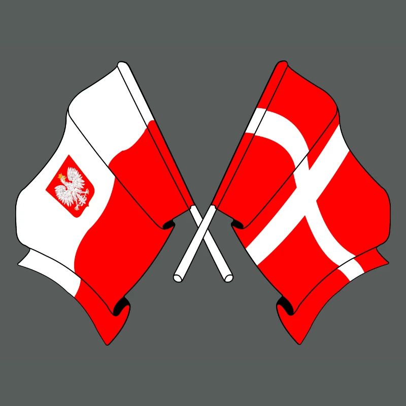 Drapeau de la Pologne et drapeau du Danemark