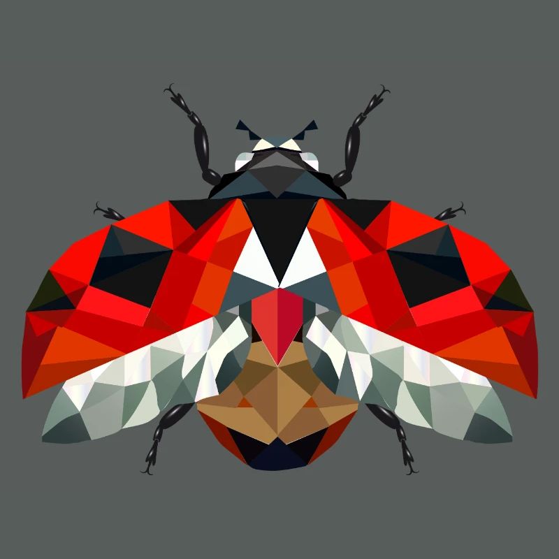 Flying ladybug in strong red tones