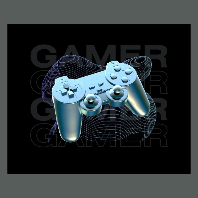 Neonblauer Controller 3D