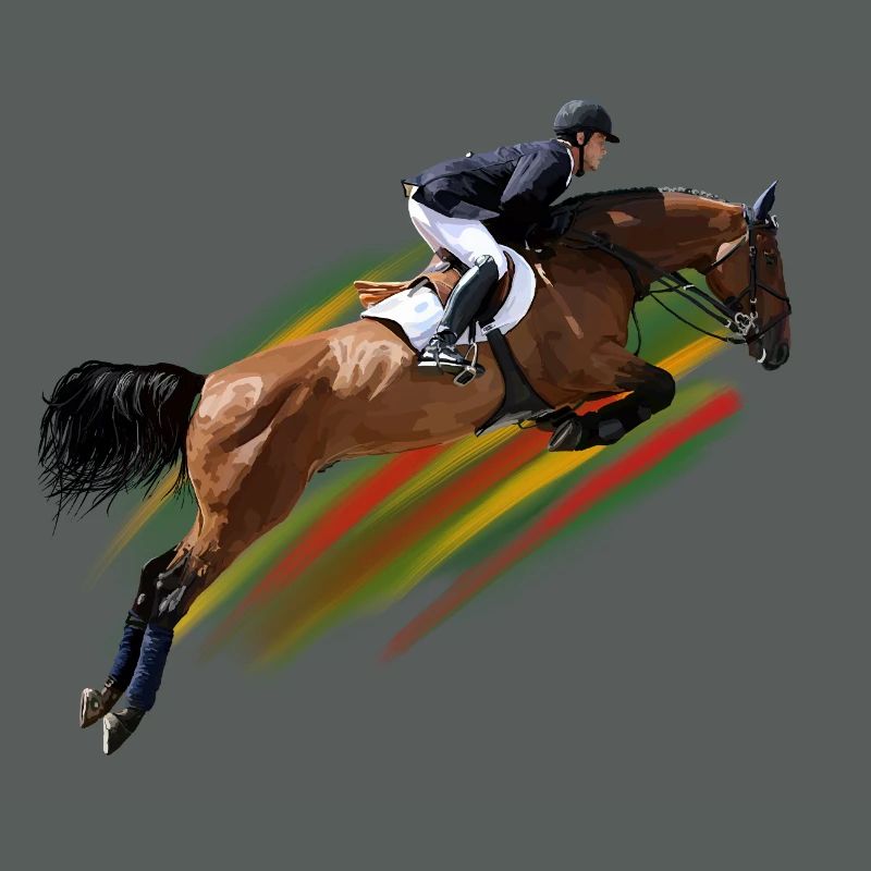 Cavalier de saut d'obstacles dynamique au galop