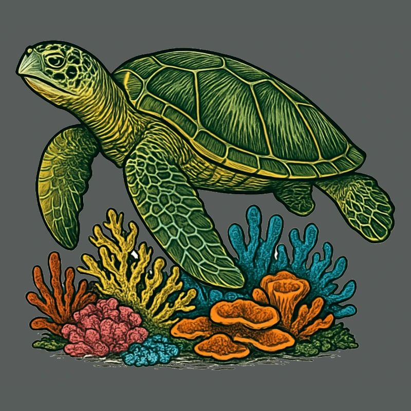 Conception de plongeur de tortue de mer verte