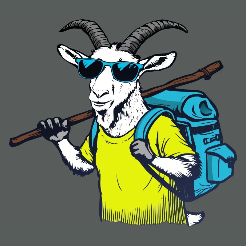 Bergziege mit Rucksack