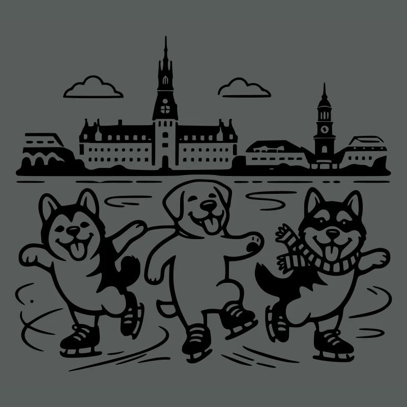 Schlittschuh Mimalistisch Line Art
