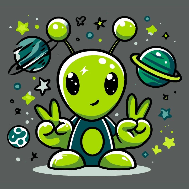 Extraterrestre vert dans l’espace