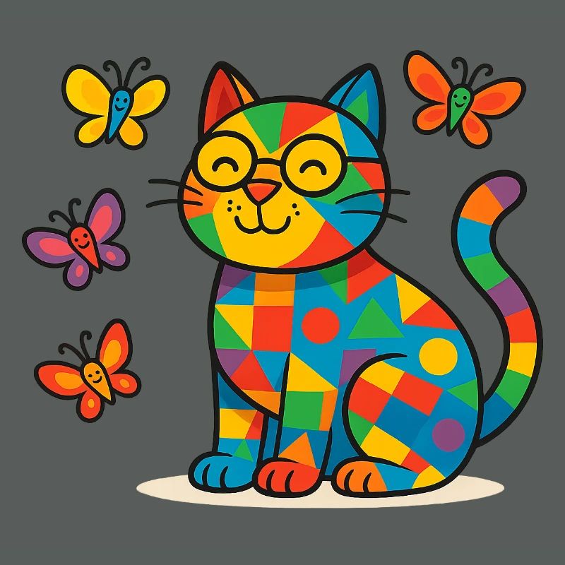 Patchwork Cat and Butterflies