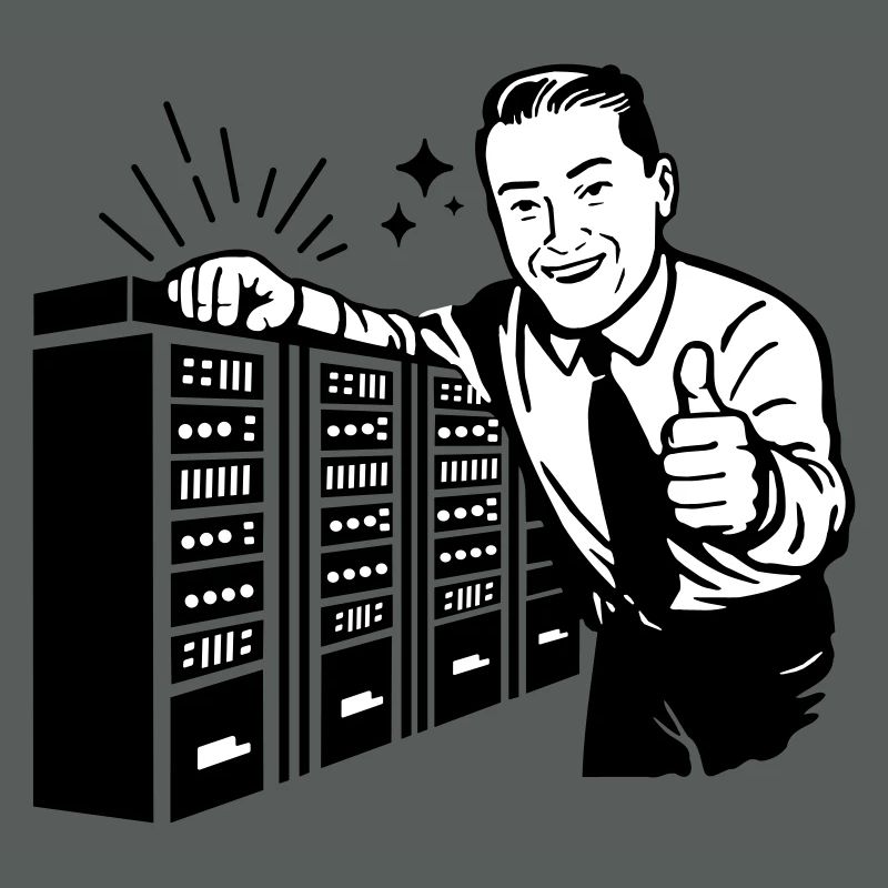 Retro IT-Admin lächelt – Vintage Tech Support