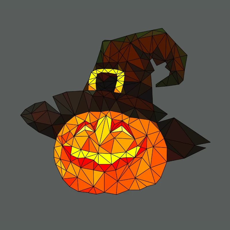Polygonal Halloween Pumpkin Triangular Poly Art
