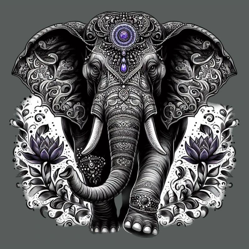 Éléphant avec coiffe
