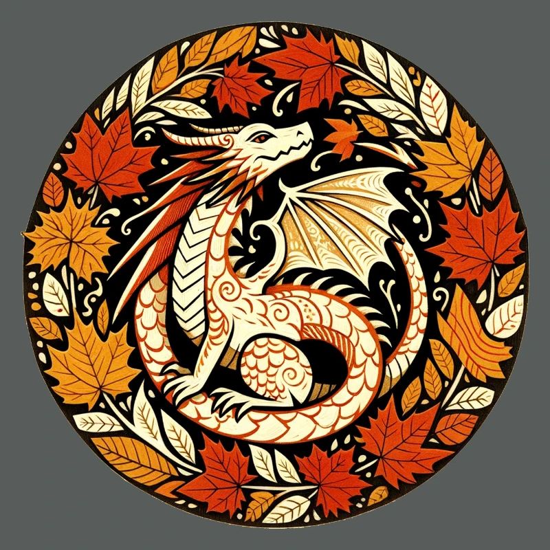 Autumn Dragon Circular Leaf Pattern