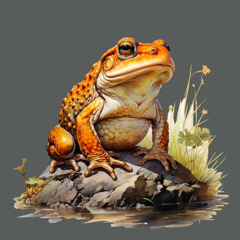 Orangeroter Frosch oder Kröte auf Stein