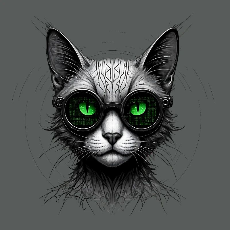 Grüne Augen Computer Programmierer Geek Katze