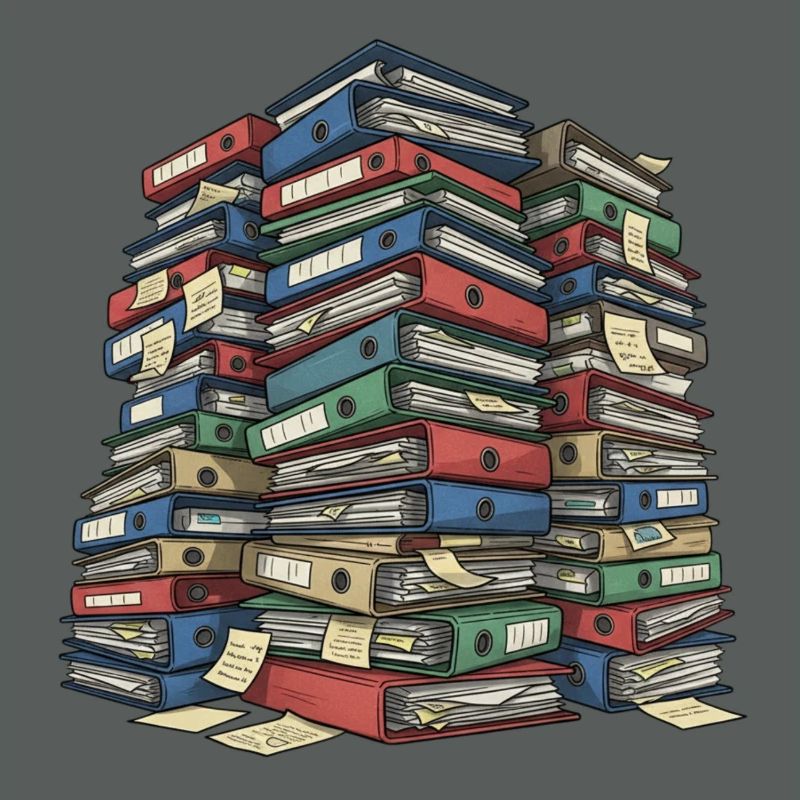 Folder Stack Office Chaos
