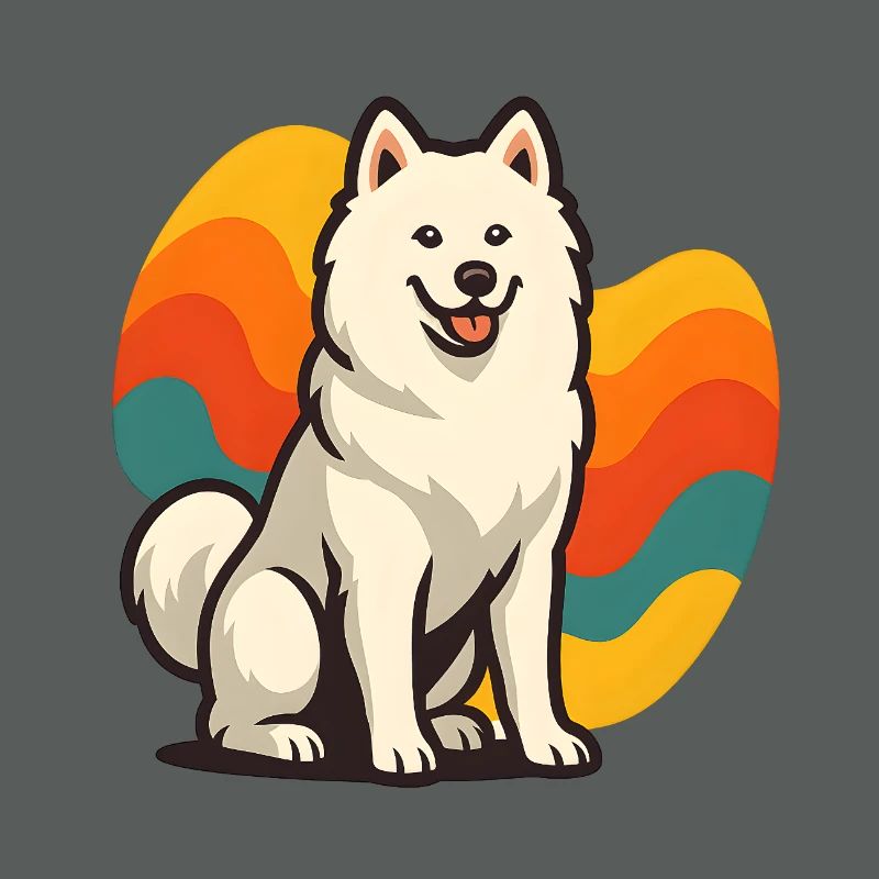 Samoyed Dog Prism Retro Wave