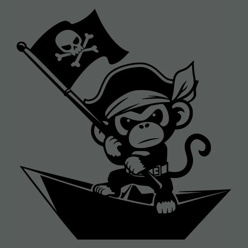 Pirate monkey in paper boat