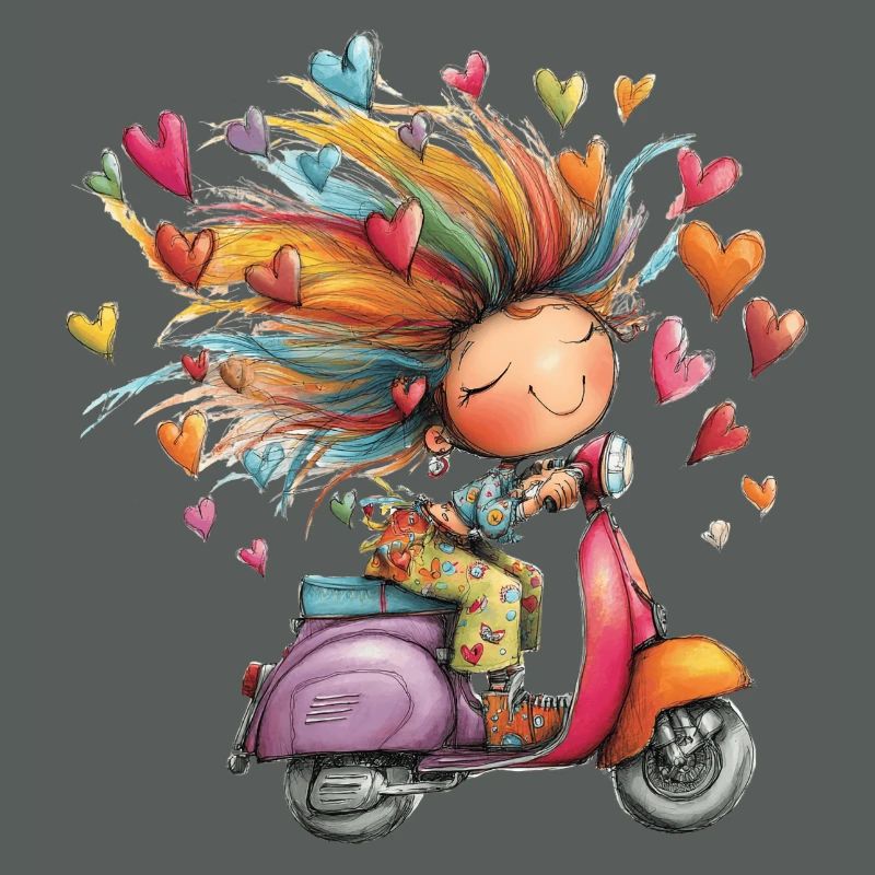 Rollerliebe - Mädchen auf Roller – bunter Sommer
