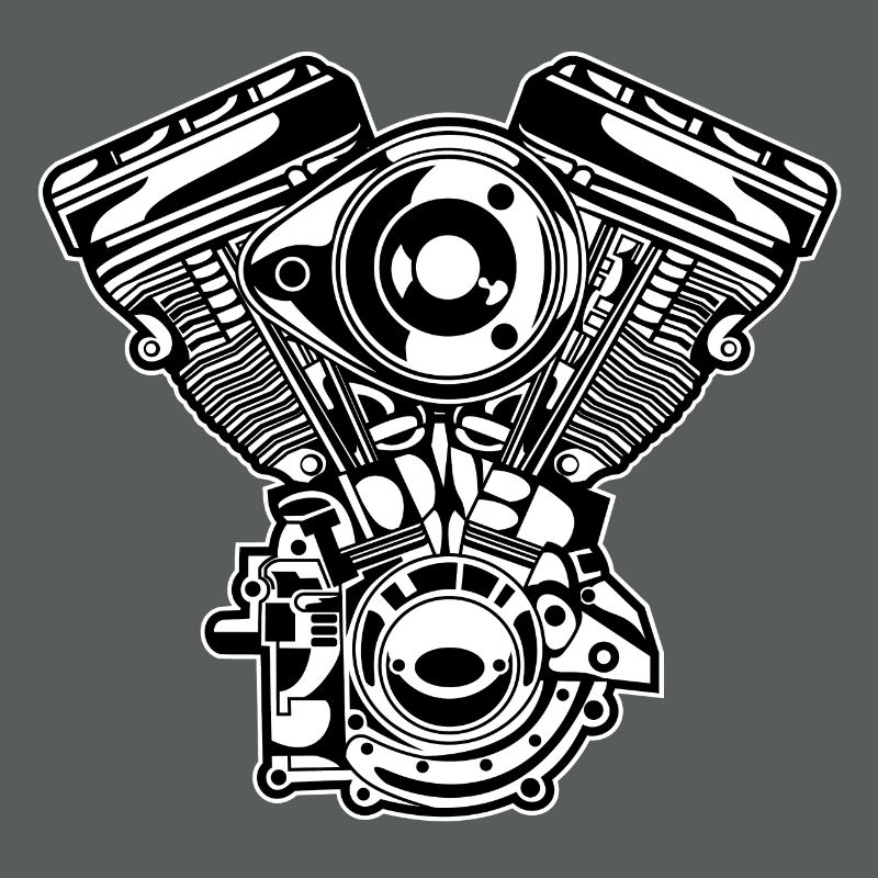 Motorrad Motor / Engine 01_schwarz weiß