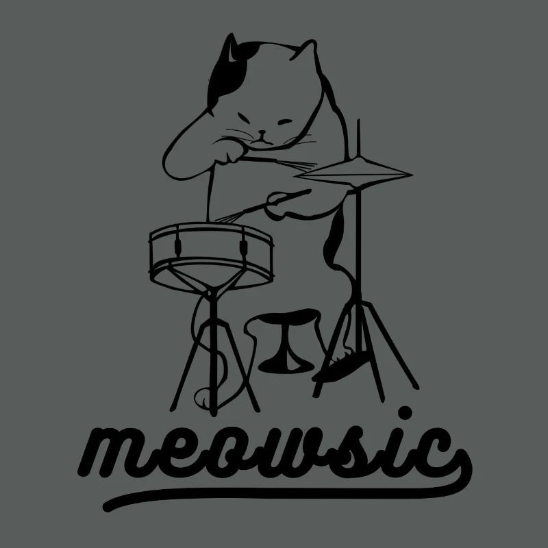 Meowsic Drummer Cat Musik Spruch Geschenk Idee
