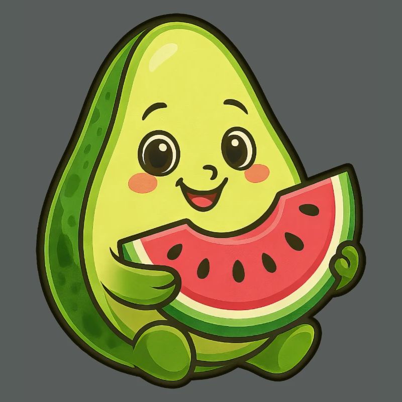 Avocat, melon, pastèque, fruit d’été, design