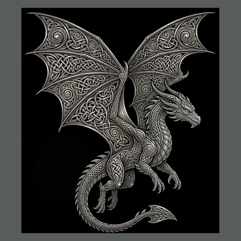 Dragon Fantasy Celtic Knot Pattern Design