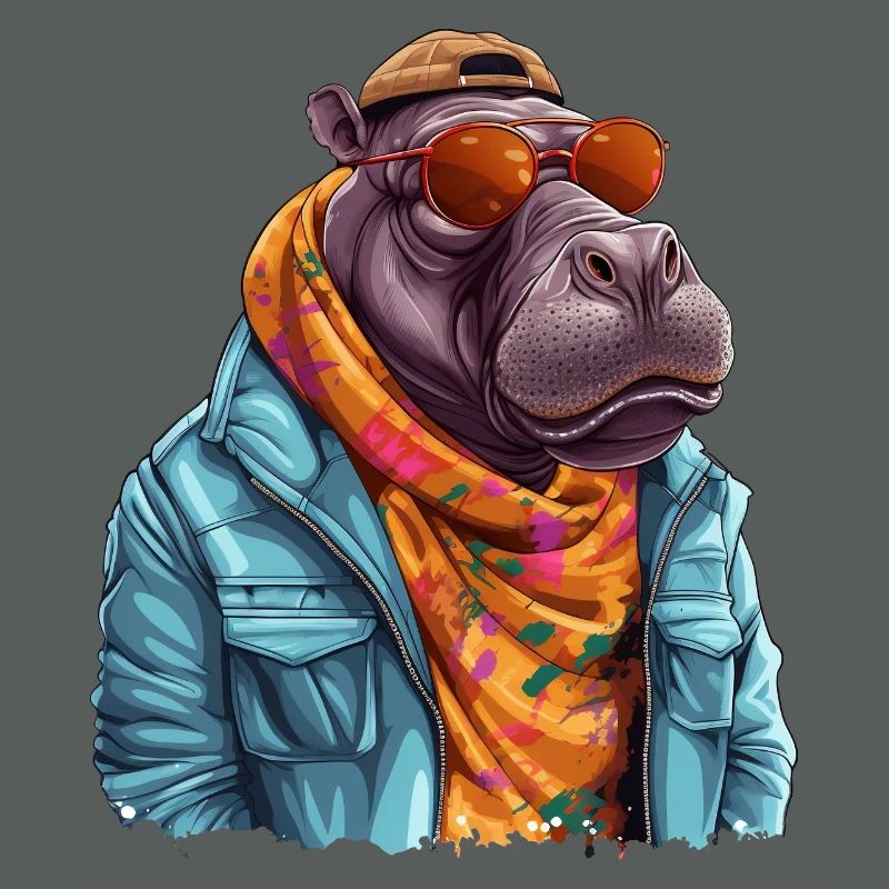 Graffiti d’hippopotame. Force et puissance cachées.