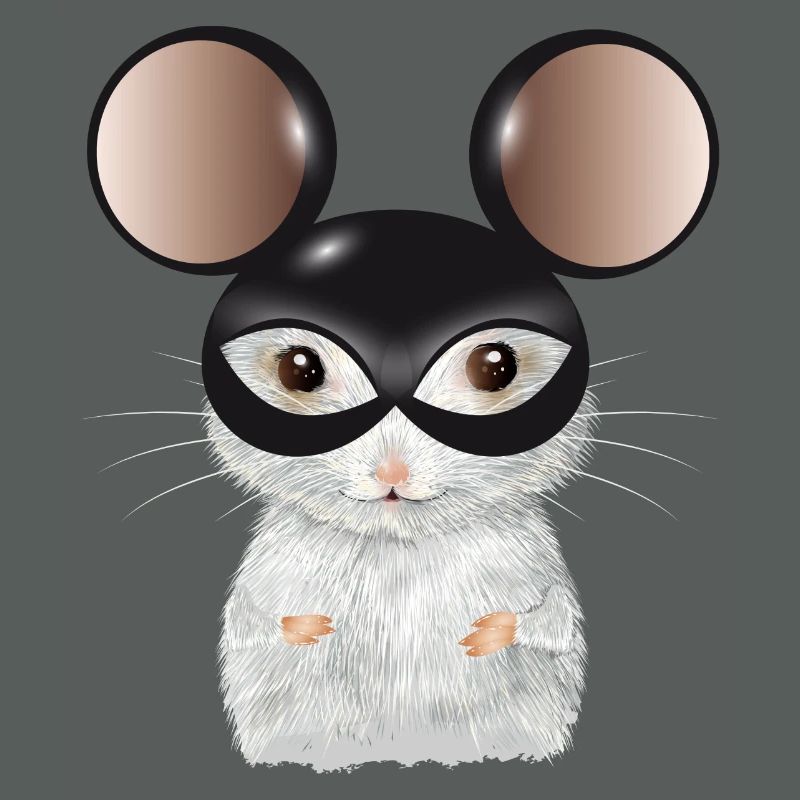 Cute White Mouse with Mouse Ears Mask