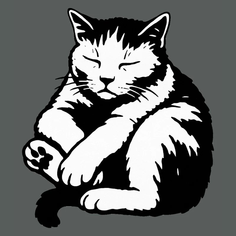 Silhouette du chat endormi