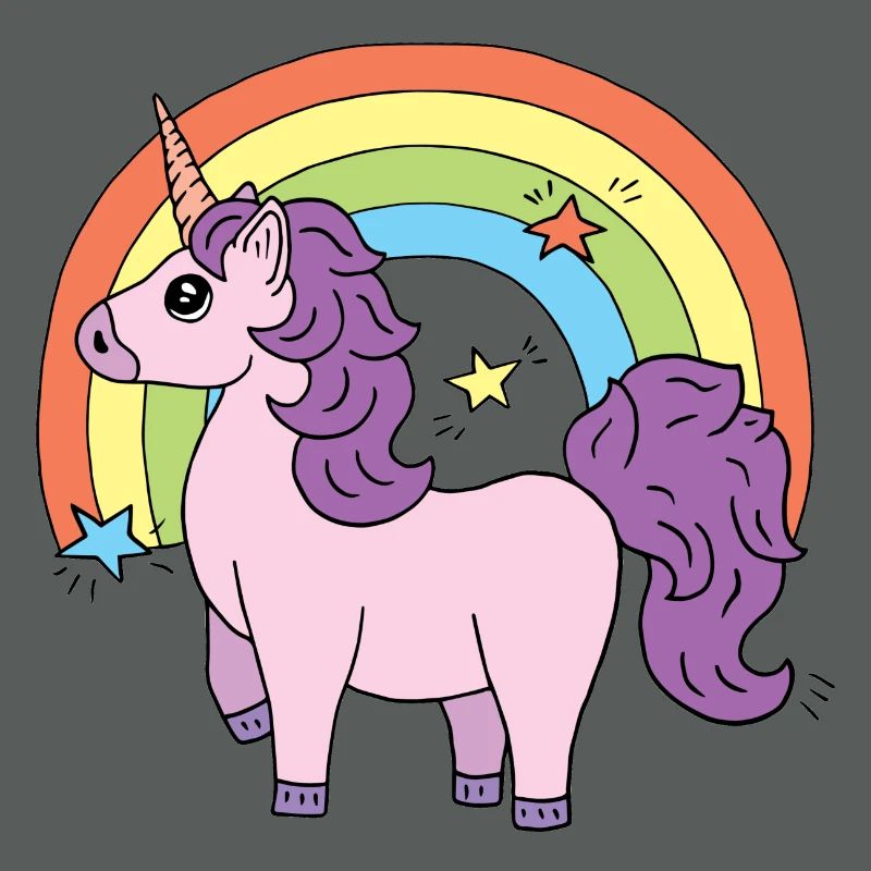 Licorne Elsbeth devant un arc-en-ciel