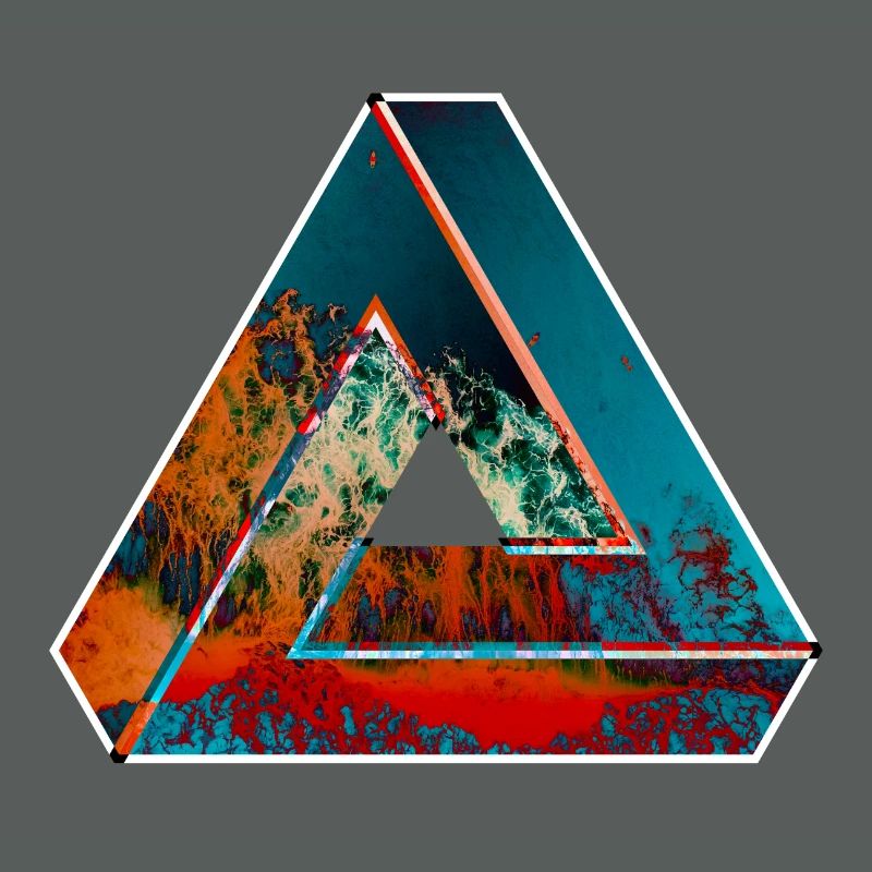Penrose triangle optical illusion colored patterned
