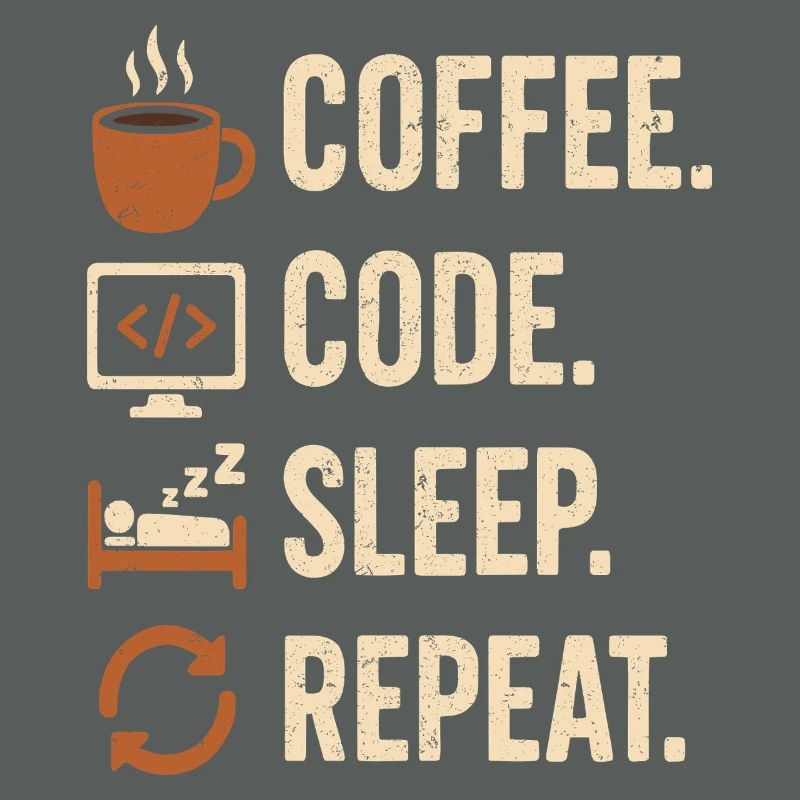 Geek-Coder-Routine – Kaffee, Code, Schlaf, mehr
