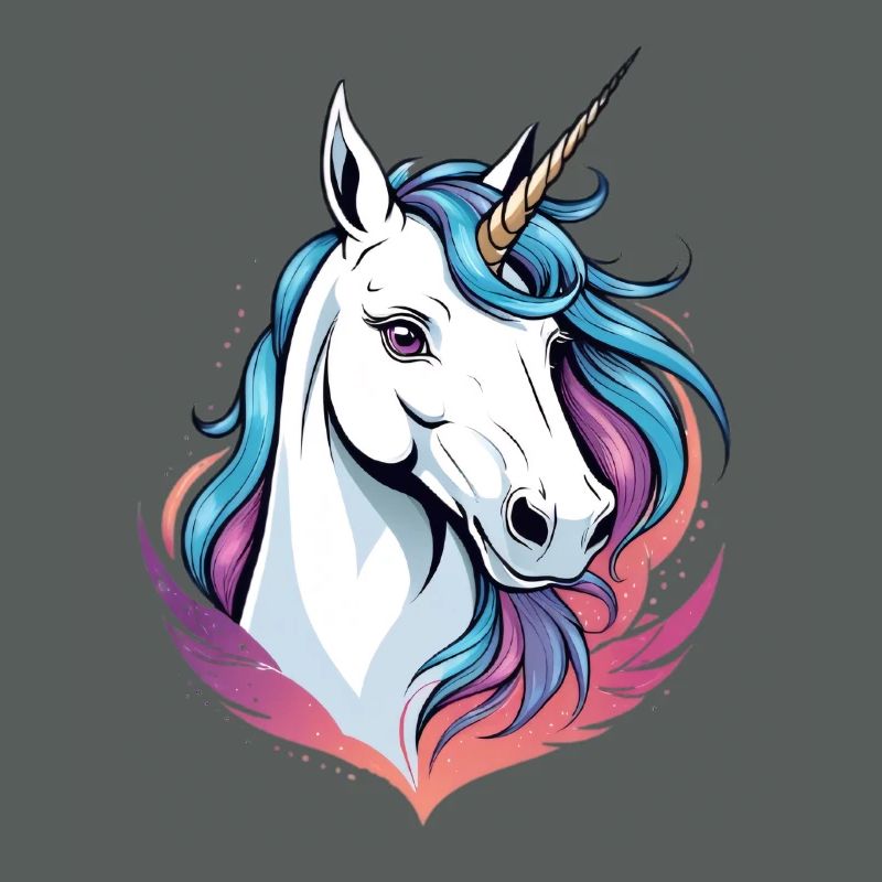 Magic unicorn head with colored mane