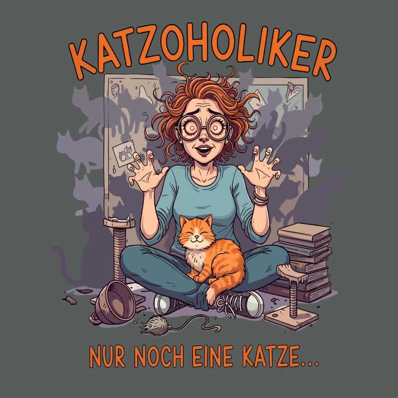 Katzoholiker Nur noch eine Katze - Lustiger Spruch