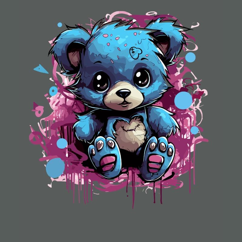 Blue Cuddly Bear Graffiti Pop