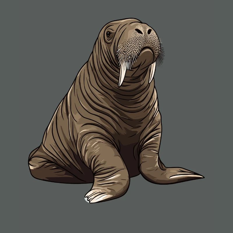 Dessin animé de morse dans des tons de marron