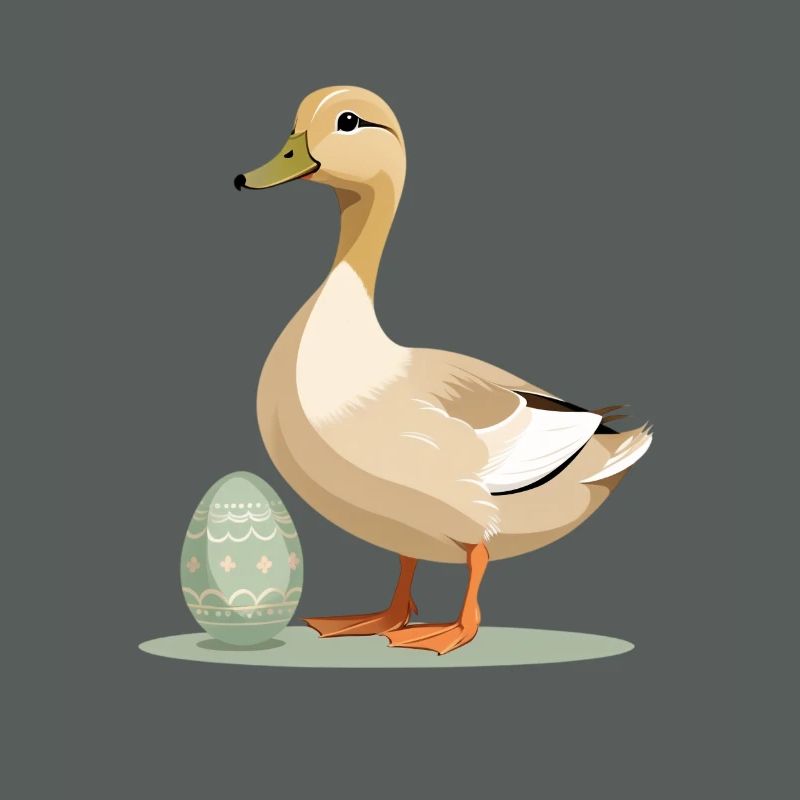 Spring duck with Easter egg