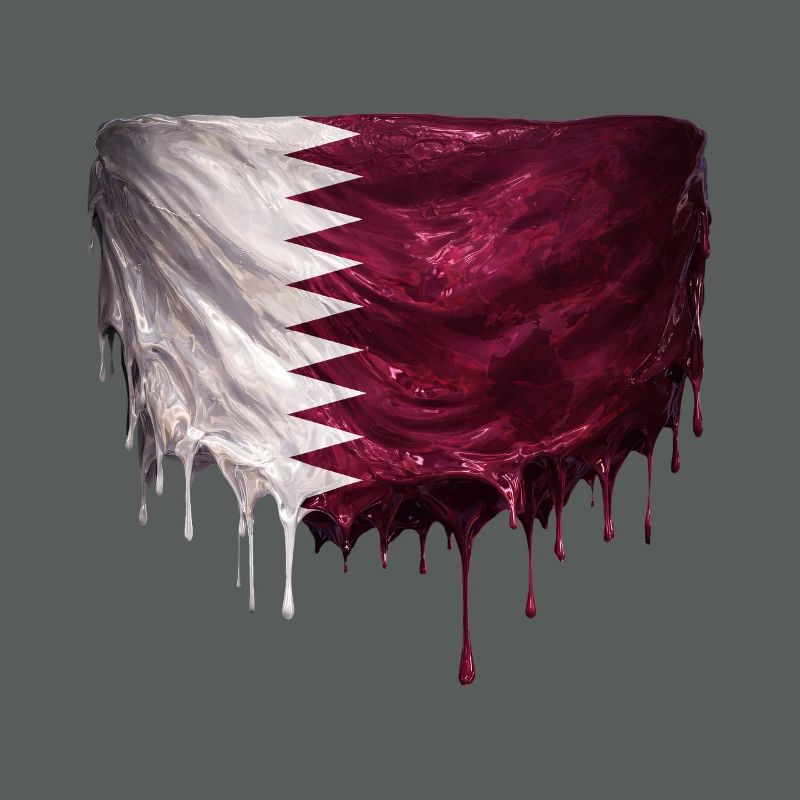 Drapeau du Qatar dans un graffiti tombé