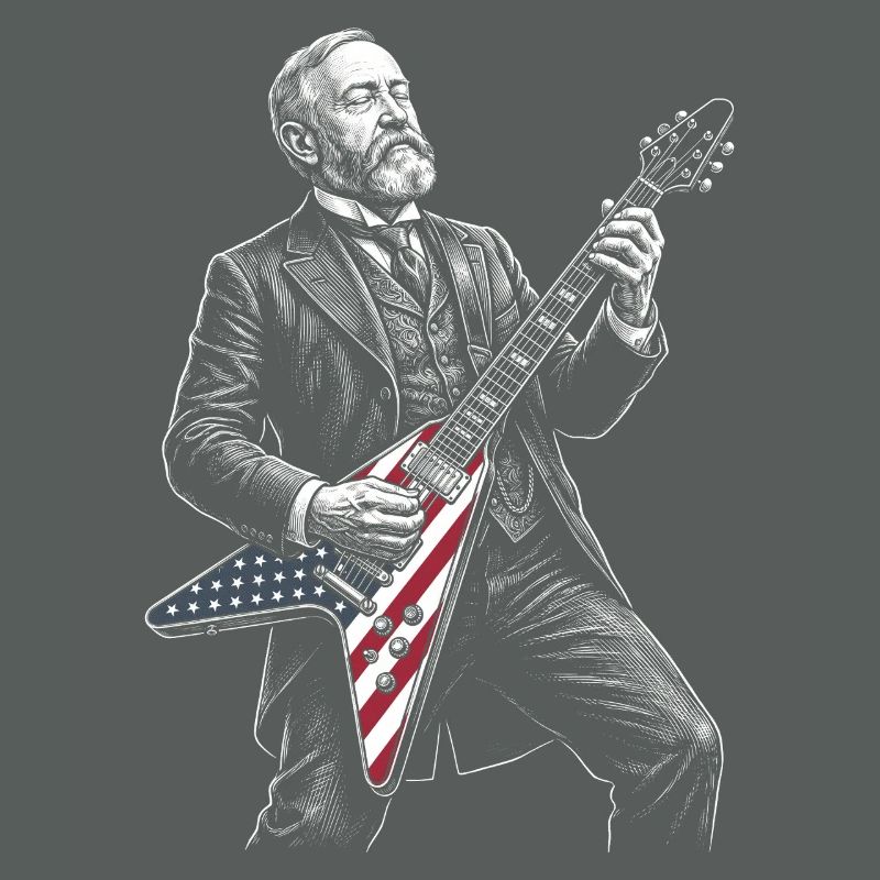 Benjamin Harrison Guitar Hero avec drapeau