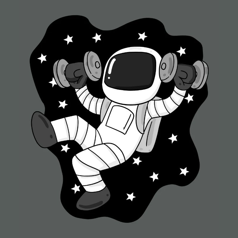 Astronaute avec des haltères dans l’espace