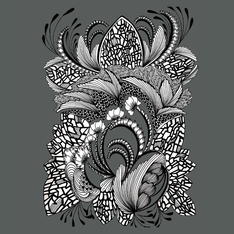 Black and white pattern flowers