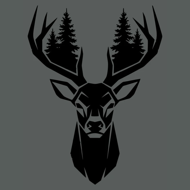 Deer Head Trees Forest Silhouette