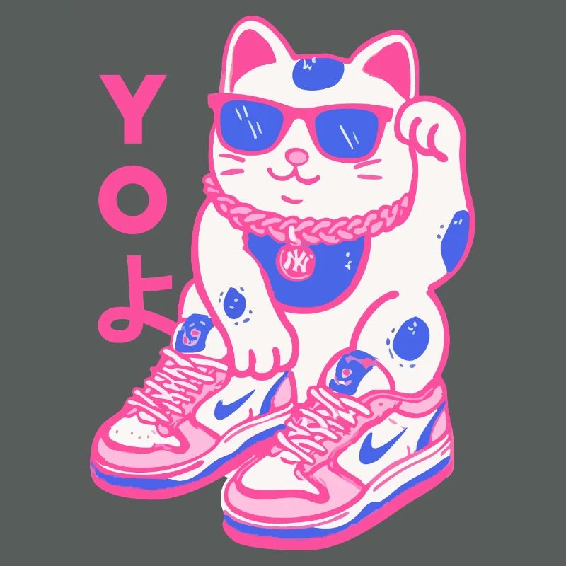Neon Maneki Sneaker Cat