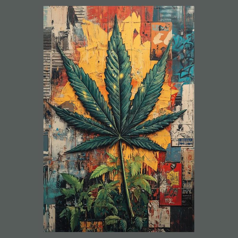 Graffiti Hemp Leaf Wall Art