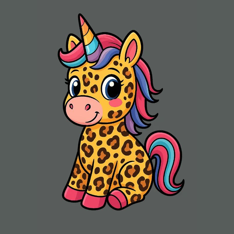 Licorne léopard - Conception de dessin animé mignon