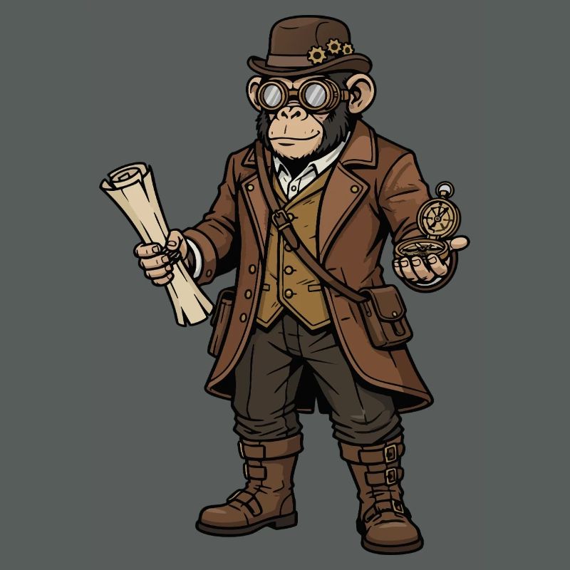 Monkey Explorer Steampunk Retro-Abenteuer