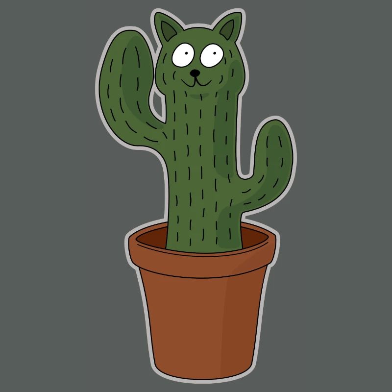 Chat comme cactus dans un pot de fleurs