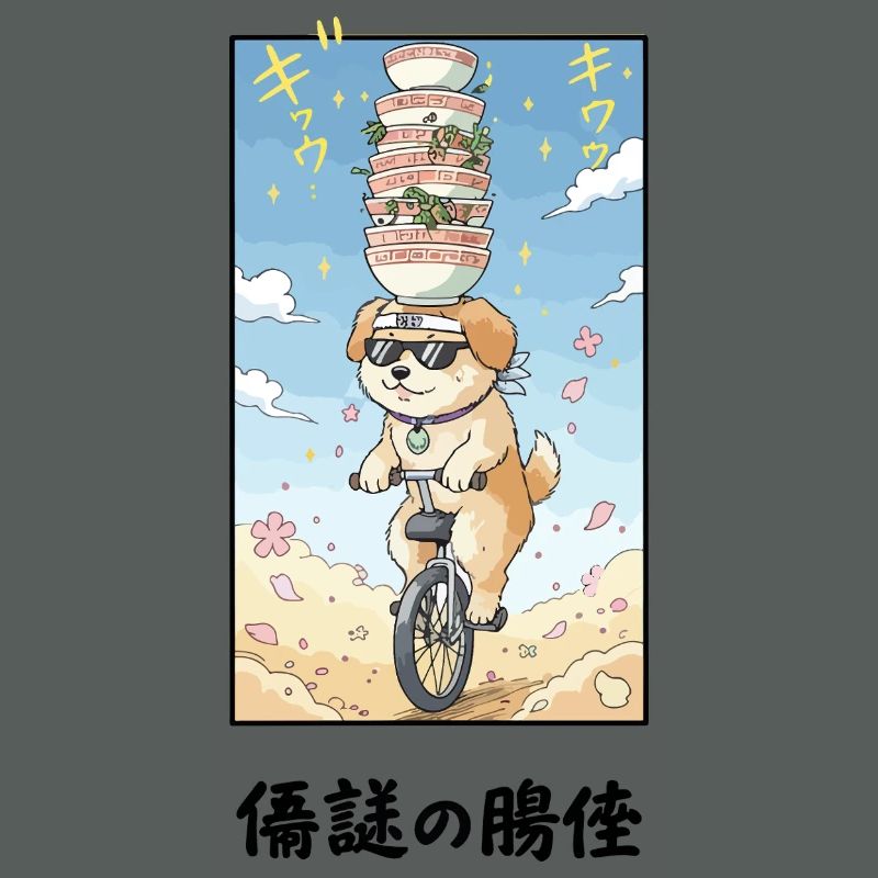 Noodle Stack Pup auf Einrad